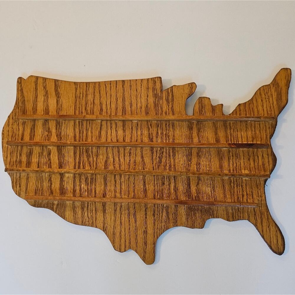 Rustic Brown USA Wood Cutout For Coins Or Poker Chips Wall Decor